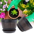 thumbnail image 4 of keepw Simulation Wooden Planter Pot Resin Flower Pot Plant Container for Outdoor or Indoor Decor, 4 of 8