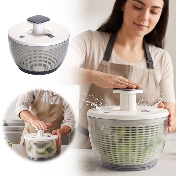 Forestwhale 6L Vegetable Salad Spinner 9.4" Large Capacity Fruit Dryer Manual Lettuce Washer with Brake Button for Kitchen