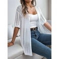 thumbnail image 2 of Summer Cardigan Sweaters for Women Light-Weight Half Sleeve Open Front Cropped Crochet Beach Cover Ups White M, 2 of 8