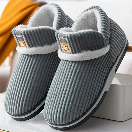 

Gubotare Slippers For Men Slip On Mens Fuzzy Memory Foam Fluffy Slippers Winter House Shoes for Indoor and Outdoor Gray 42