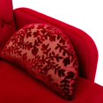 thumbnail image 6 of 55-inch Small Velvet Sofa with two Elegant Moon Shape Pillows, Modern Twin Size Accent Sofa Couch with Golden Metal Legs & Tufted Backrest & Delicate Armrests, Loveseat Sofa for Living Room, Red, 6 of 7