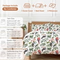thumbnail image 6 of Cal King 4 Piece Bedding Set Cartoon Red Green Black Parrots Soft Breathable Duvet Cover and Pillowcase,Green Leaves Duvet Cover Set Washable Bed Sheets for Bedroom Dormitory Guest Room, 6 of 9