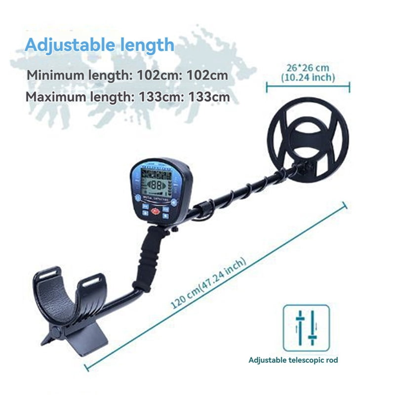 GT860 Outdoors Underground Metal Detector Gold Finder with Large LED Display 10inch Search Coil