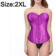 thumbnail image 2 of Corsé hasta cintura deshuesada Cincher Bustier Top Túnica sexy con botones delanteros - Púrpura, 2 of 5