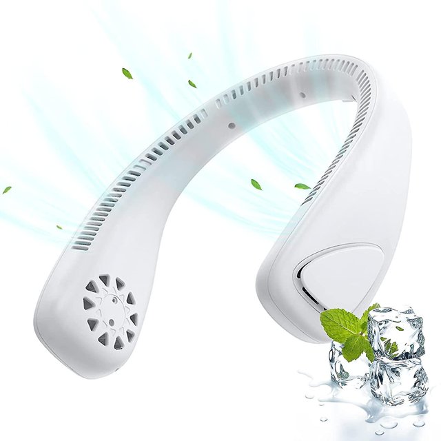 Ventilador de cuello portátil USB, ventilador de cuello deportivo, ventilador de cuello de ventilador de mano, ventilador silencioso inalámbrico sin aspas, ventilador de cara recargable, batería