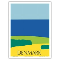 Denmark - Danish Landscape - Vintage Travel Poster by Ole Kortzau c.1976 - Master Art Print (Unframed) 9in x 12in