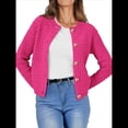 thumbnail image 3 of Cárdigan de Punto para Mujer, Informal, de Larga, con Botones, Abierto, Moderno, para Exteriores Rosa Roja XL, 3 of 10