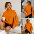 thumbnail image 6 of Mock Neck Sweatshirt Women Long Sleeve Casual Lightweight Sweatshirts No Hood Fall Fashion Oversized Turtleneck Pullover,L, 6 of 9