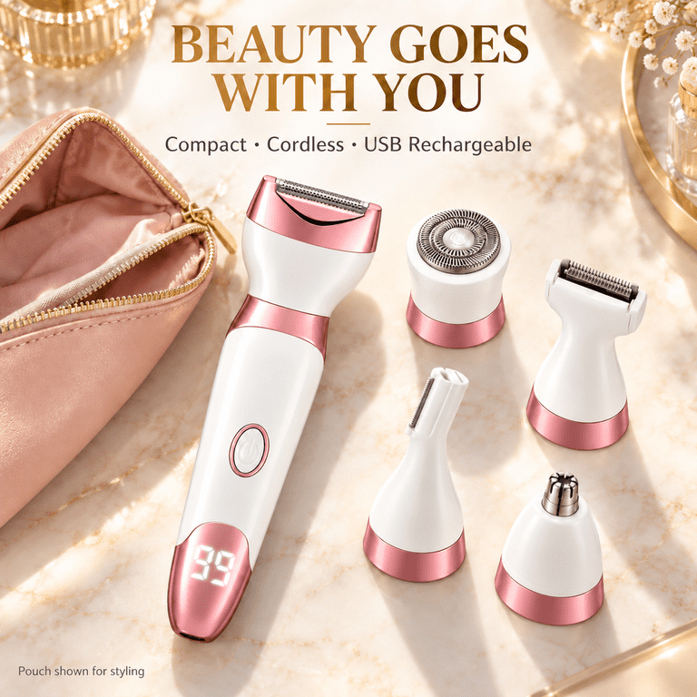 Obacre 5-in-1 Electric Razor for Women, IPX7 Waterproof with LED photo 8
