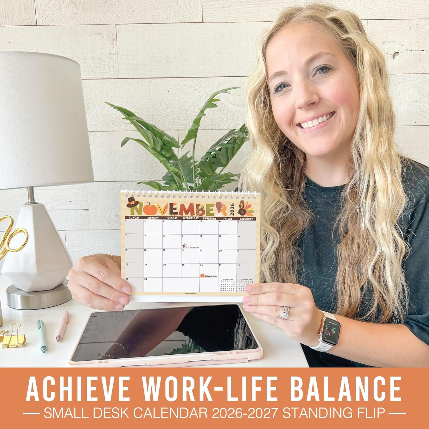 Small Desk Calendar 2026-2027 - Standing Flip Desk Calendars 2026, 18 Months Stand Up Calendars from Jan 2026 to June 2027, Typography Desktop Calendar Planner for Home, School, Office