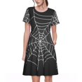 thumbnail image 1 of Balery A Web With A Spider Vestidos sueltos de manga corta para mujer, vestidos de verano 2025, vestidos casuales de corte A con vuelo., 1 of 6
