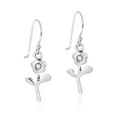 thumbnail image 2 of Gorgeous and Delicate Roses Sterling Silver Floral Dangle Earrings, 2 of 5