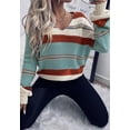 thumbnail image 5 of Multicolor Striped Pattern V Neck Sweater, Blue, X-Large, 5 of 5