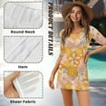 thumbnail image 5 of FKELYI Hippie Flower Print Women's Beach Cover Up Breathable Bikini Suit Cover-Up Half Sleeve Swimwear Cover Ups Beachwear Round Neck Resort Wear for Lady Summer, S, 5 of 6