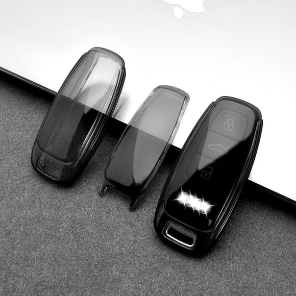 HUGFEGWE with Audi A3/A7/E-Tron/S3/S6/S7/Q7/Q8 Key Fob Shell - Anti-Drop TPU Key Fob Cover with All-Inclusive Design - Original Mold Opening - No Signal Blocking Transparent Keycovers(Smoke CJ-118433