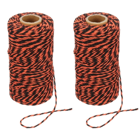 Uxcell 2mm x 109 Yard Cotton Butcher Bakers Twine for Gift Wrapping Arts Crafts Gardening, Orange Black 2 Roll