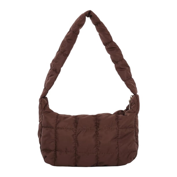 Bolso bandolera de invierno jinwen acolchado de algodón para mujer marrón