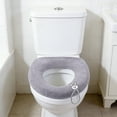 thumbnail image 1 of Funda de asiento de inodoro de poliéster, suave, de vellón grueso, reutilizable, lavable a máquina, fácil de instalar, ideal para dormitorios, decoración de baño, decoración de habitaciones, artículos, 1 of 6