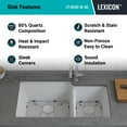 thumbnail image 6 of 32" x 19" Quartz Kitchen Sink, 60/40 Double Bowl Sink, Drop-in Sink, Undermount Sink, Granite Kitchen Sink, Galaxy White Kitchen Sink by Lexicon Platinum LP-6040-W-SO, 6 of 7
