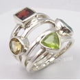 thumbnail image 2 of 925 Pure Silver Natural Multistone Multicolored Urban Style Ring Size 5.5 Gift, 2 of 3