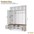 thumbnail image 2 of Hall Tree with Bench and Shoe Storage, 3-in-1 Hall Tree with Coat Rack, Adjustable Shoe Storage, 6 Hooks, 3 Cabinets, 4 Open Compartments, for Hallway, Entryway, Bedroom, White, 2 of 6