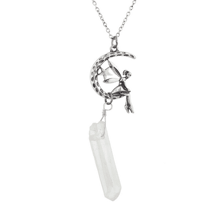 Tinkerbell Heart Charm - Lux Accessories Burnish Silver Tone Tinkerbell Celestial Charm Pendant Necklace