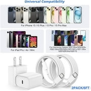 Wall Charger Compatible with iPhone 15 16 17 Charger Fast Charging,20W USB C Charger Block with 60W 6FT USB C Braided Cord Compatible for iPhone 17 Pro 16 15 Pro Max/Pro/Plus/iPad Pro/Air Case