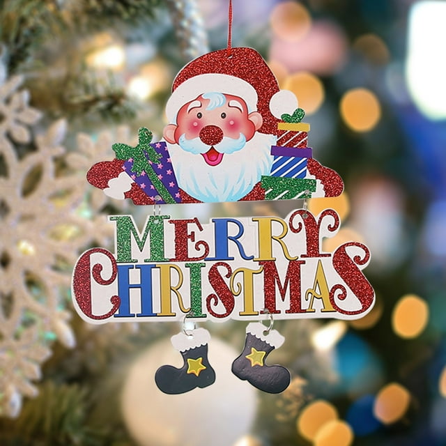 Fiudx Colgante de Puerta Navideño, Diseño de Papá Noel y Muñeco de Nieve, Decoración Festiva para El Hogar, Perfecto para Colgar En El Árbol de Navidad o En La Pared, Decoración para Fiestas Navideña