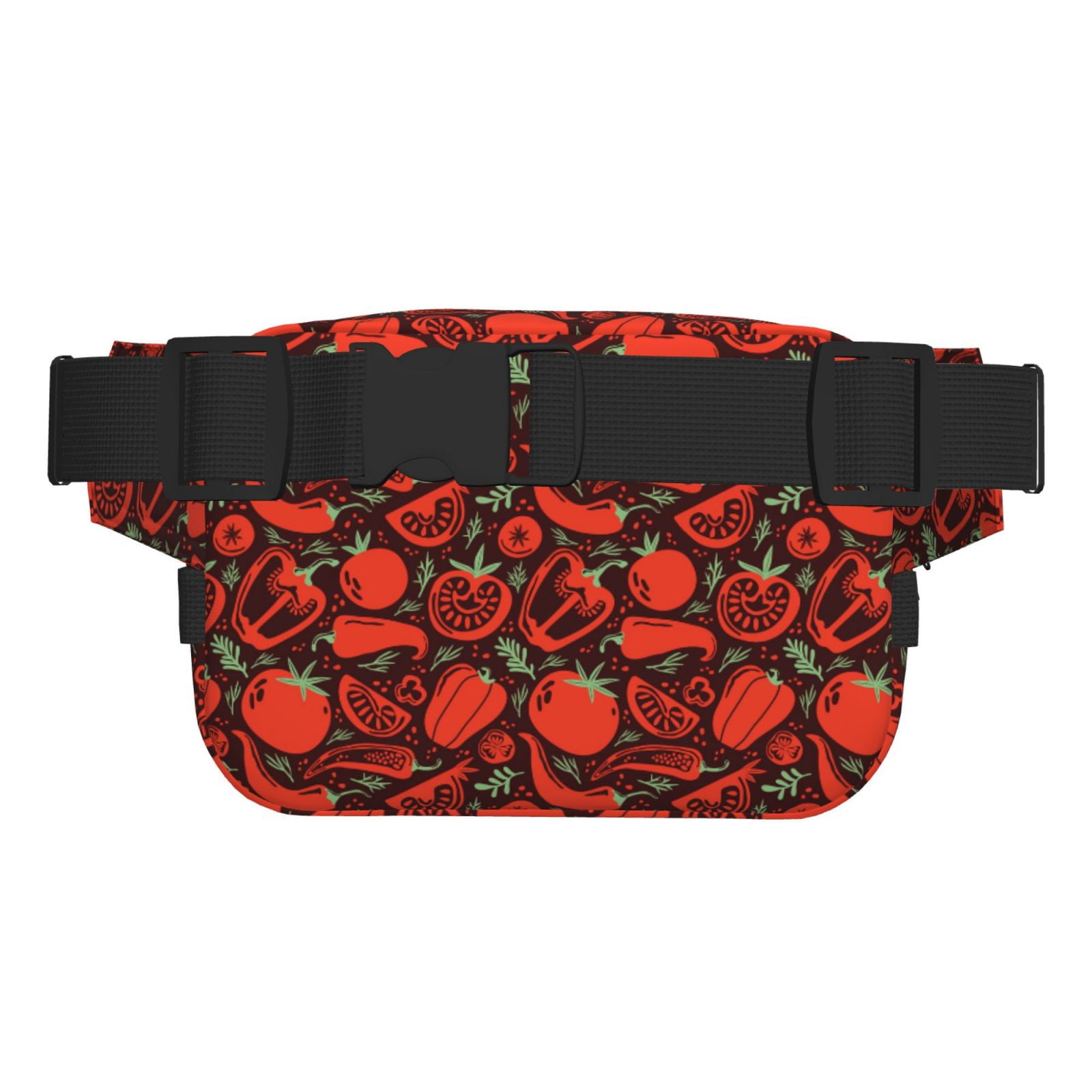 Picia Tomatoes And Chili Print Square Double-Layer Waist Bag Mini Adjustable Waist Belt Bag Exercise Running Travel Hiking