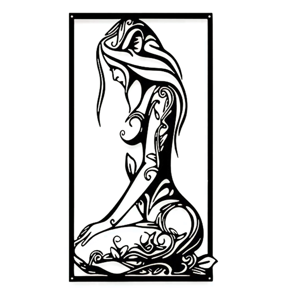 Cuadro Decorativo de Metal con Diseño mujer geometrica Chico