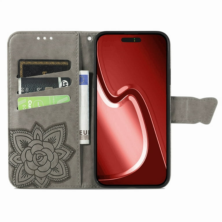 for Motorola Moto G86 Leather Wallet Phone Case, Butterfly Flower