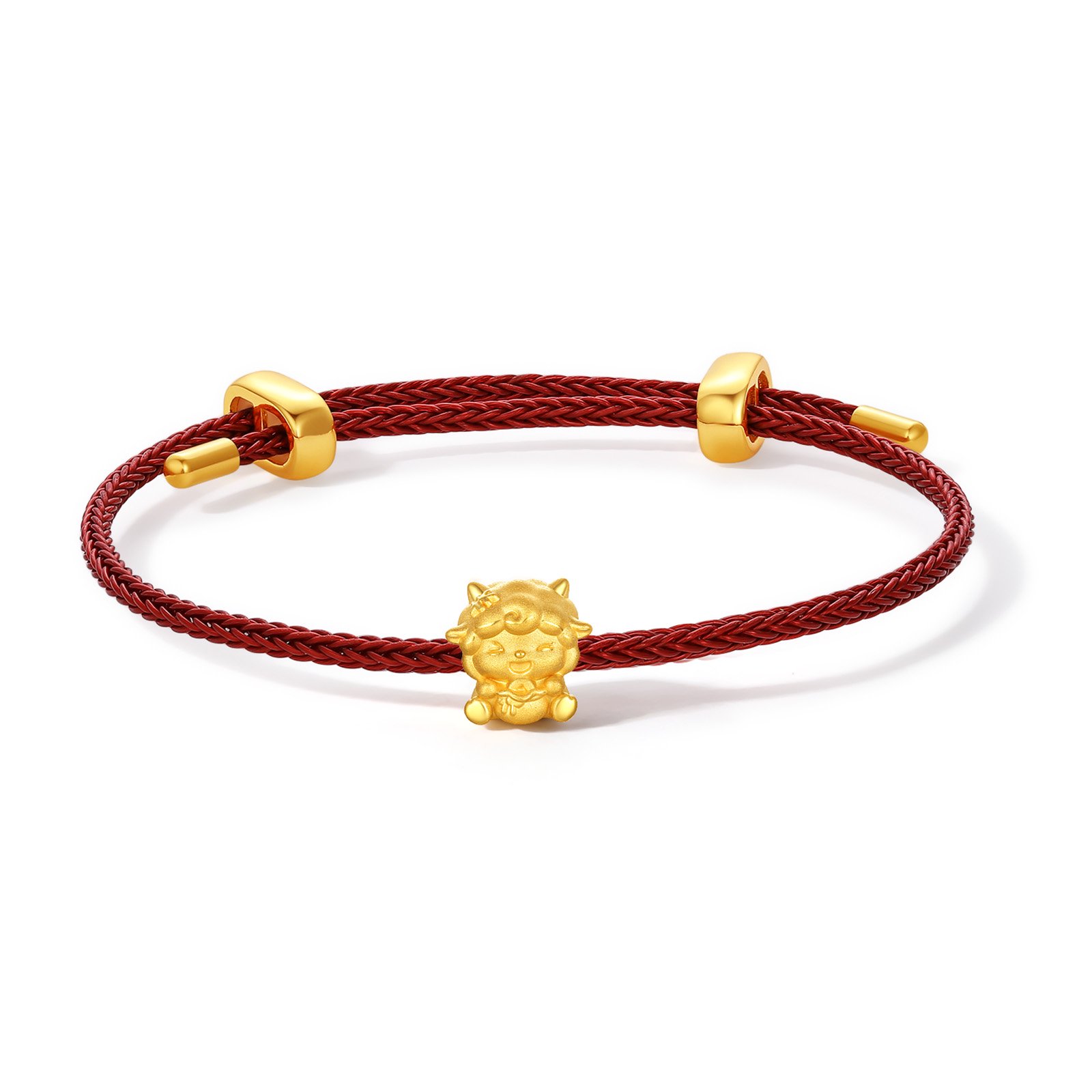 ZHOU LIU FU 24K Solid Gold Year of The Sheep Bracelet Charm for Women - Cute Chinese Zodiac Jewelry for Blessing (Lucky Bag)