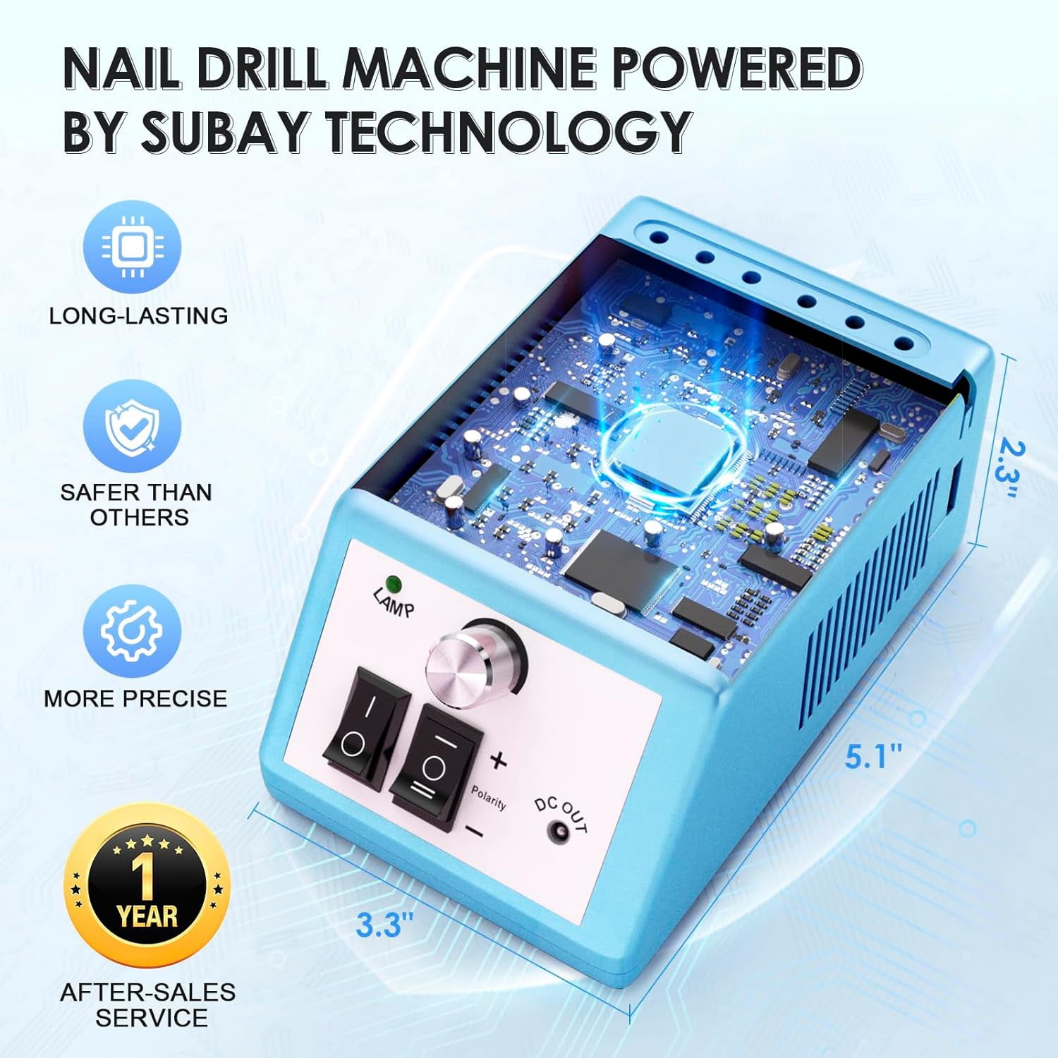 Professional Electric Nail Drill Kit, 30000 RPM Manicure Pedicure Machine with 6 Bits & 100 Sanding Bands, Dark blue