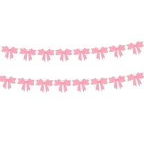 hulanddfd Pink Bows Garland - 118.11" Felts Bows Long String Banners Bows Background Wall Decoration for Wedding Party Family Gathering