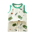 thumbnail image 2 of ATOGUTA Size 9M-6 Years Toddler Outfit Boy Sleeveless Crewneck Tank Tops Shorts Sets Boy's 2 Piece Outfits Green, 2 of 5