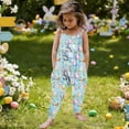 thumbnail image 4 of ITSAME Jumpsuit for Toddler Girls, Easter Print Backless Lightweight Festival Fashion Casual Romper Blue 3T, 4 of 7