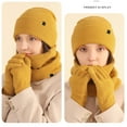 thumbnail image 4 of Prolriy Hat and Scarf Set for Women Women&Men Autumn Winter Warm Cute Wool Hat Scarf Gloves Slouchy Three Winter Snow Knit Cap Screen Mittens Scarves Sets Hats for Men Yellow, 4 of 4