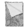 thumbnail image 2 of Oriental Soft Flannel Fleece Throw Blanket, Monochrome Design Cultural Pattern Intricate Folk Swirls Leaves, Cozy Plush for Indoor and Outdoor Use, 70" x 90", White and Black, by Ambesonne, 2 of 5