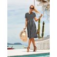 thumbnail image 3 of Vestido tipo camiseta Simier Fariry a rayas negro para mujer, 3 of 6