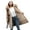 Khaki XXXXL, variant on Winter Women Jacket Furry Hood Long Sleeves Pockets Knee Length Plus Size Zipper And Button Closure Thick Plush Lining Cotton Coat Mid Length Windproof Warm Coat