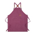 thumbnail image 1 of Delantal de bolsillo para Chef de cocina, delantal vaquero, cómodo delantal de lona, delantal de trabajo para manualidades, jardinería, barbacoa, , rosa, 1 of 8