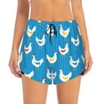 thumbnail image 2 of Vsdgher Cartoon Chicken Print Women's Running Double Layer Shorts High Waisted with Pockets Elastic Yoga Workout Athletic Gym Sports, 2 of 8