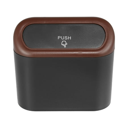 Pressing Type Trash Can Hanging Vehicle Garbage Dust Storage Box Portable Auto Interior Bin Accessories Brown