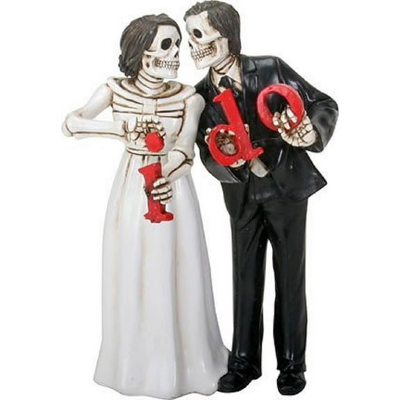 Love Never Dies Skeleton Wedding Couple Bride and Groom I Do Figurine New