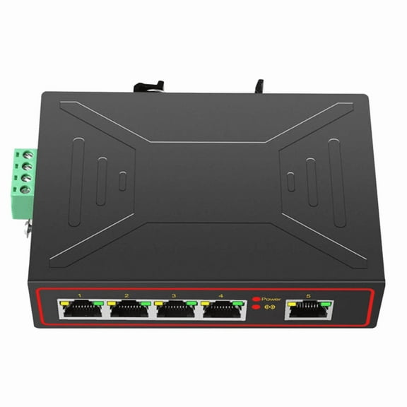 5 Ports 100M Industrial Network Switch RJ45 Hub Internet Splitter RJ45 Switch Plug and Play DIN Rail Type Enhance Switch,1 x Industrial network switch,Black