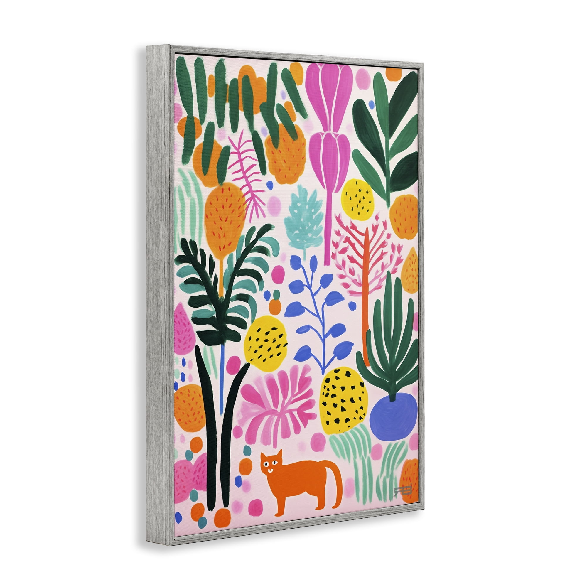 Stupell Industries Fun Botanical Tropics Botanical & Floral Painting Gray Framed Art Print Wall Art, 20 x 30