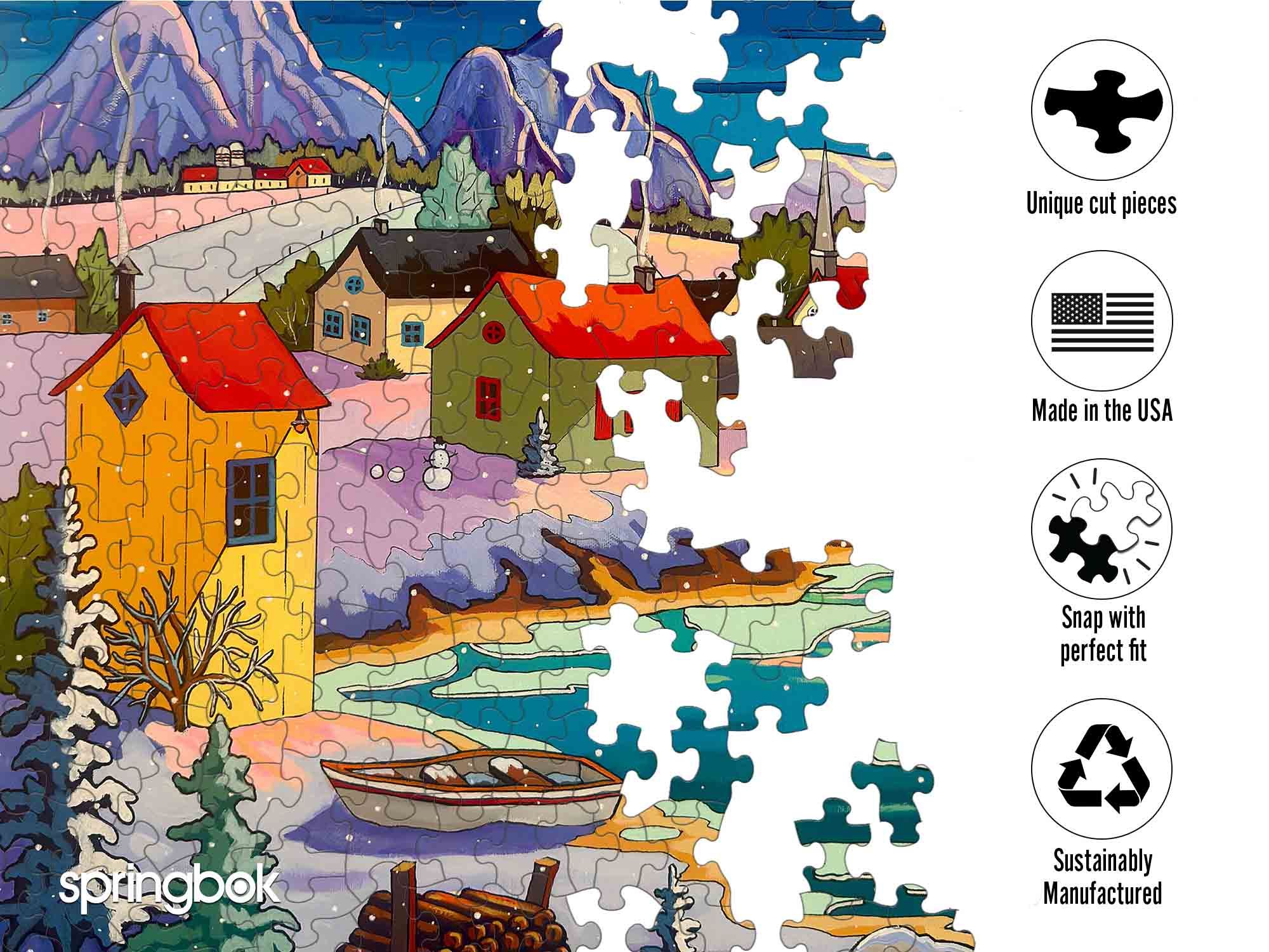 Springbok 500 Piece Moonlit Winter Village Jigsaw Puzzle for Adults