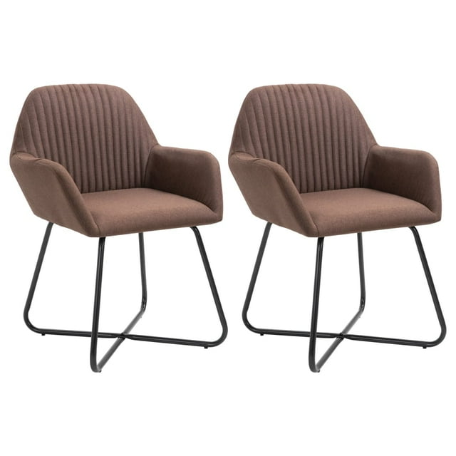 vidaXL Chaises de Salle à Manger 2 Pcs Brun Tissu