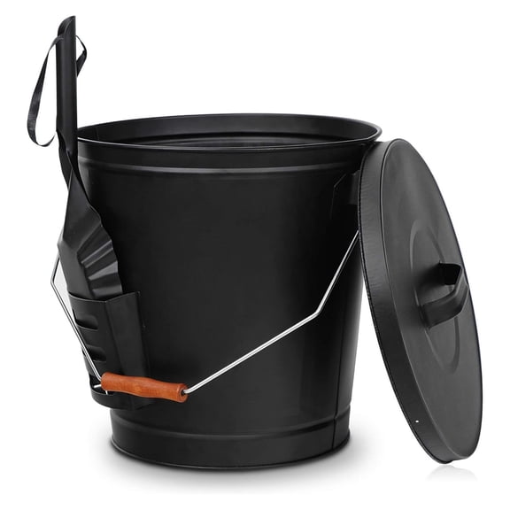 5.15 Gallon Bucket with Lid and Galvanized Iron Pai for Fireplace,,Barbecue,Stove.