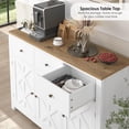 thumbnail image 3 of Buffet Cabinet with Storage, 47.3” Farmhouse Sideboard Buffet Cabinet, White Kitchen Cabinet Display Cabinet with 3 Drawers and 3 Doors, Wood Coffee Bar Cabinet for Kitchen Dining Room, 3 of 8